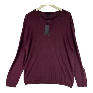 New John Varvatos Men Red Sweatshirt Crew Neck Long Sleeve Casual Pullover US XL
